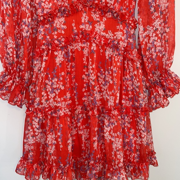 Saints Secrets Women’s Open Back Ruffled Ditzy Print Mini Dress Size Small - Picture 3 of 16